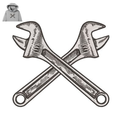 Adjustable Wrench Embroidery logo for Hoodie.
