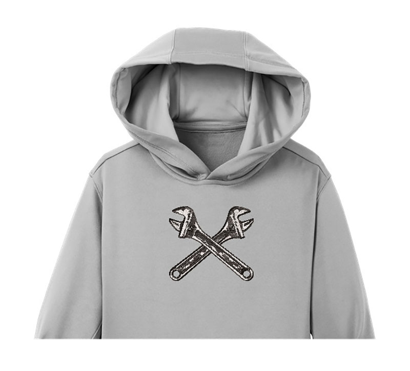 Adjustable Wrench Embroidery logo for Hoodie.