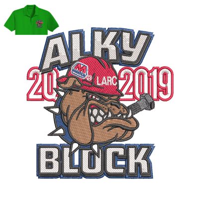 Alky Block Embroidery logo for Polo Shirt.