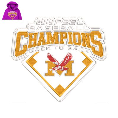 Baseball Champions Embroidery logo for Hoodie.