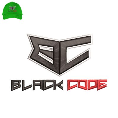 Black Code 3d Puff Embroidery logo for Cap.
