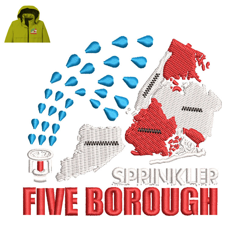 Five Borough Sprinkler Embroidery logo for Jacket.