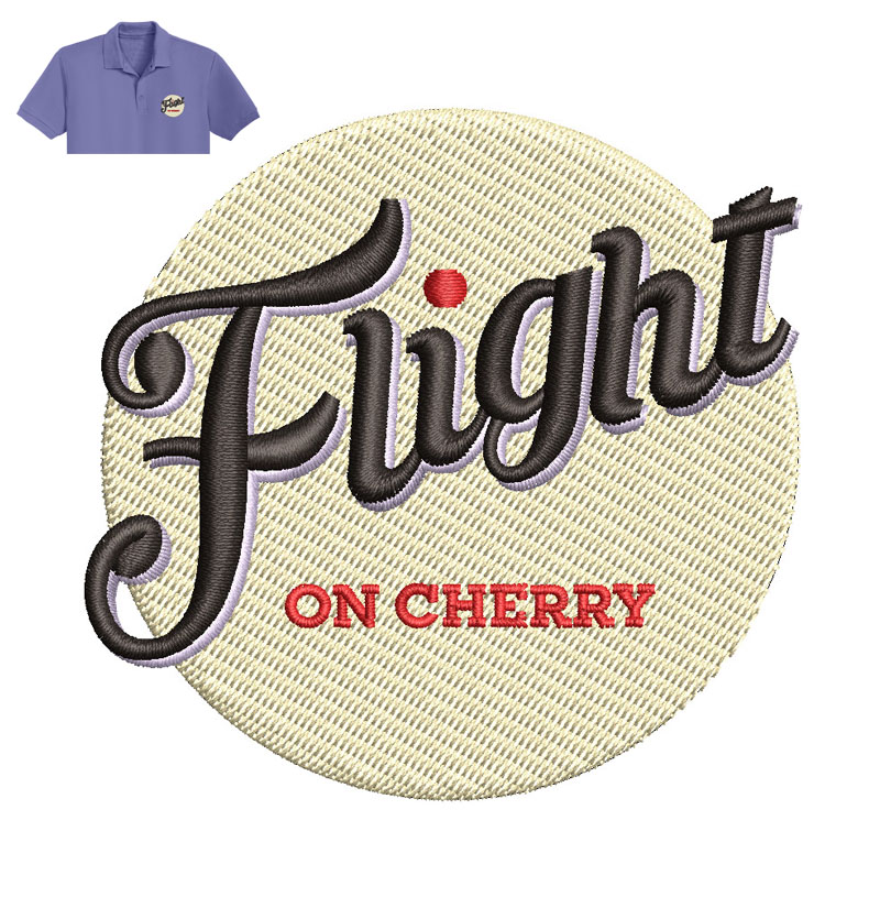 Flight On Cherry Embroidery logo for Polo Shirt.