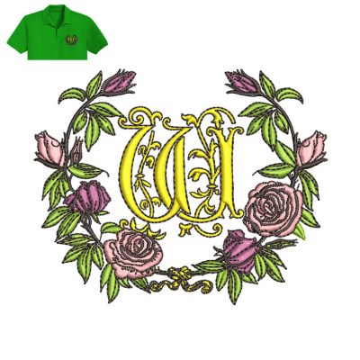 Flowers Embroidery logo for Polo Shirt.