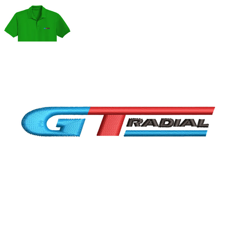 GT Radial Embroidery logo for Polo Shirt.