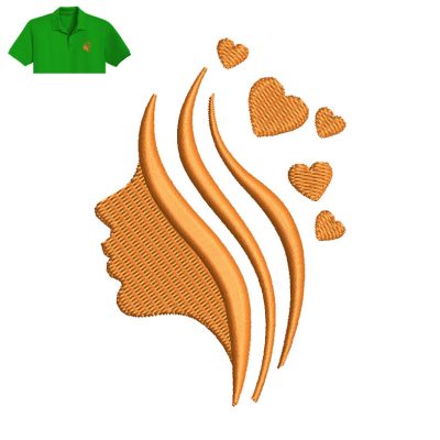 Girl Face Embroidery logo for Polo Shirt.