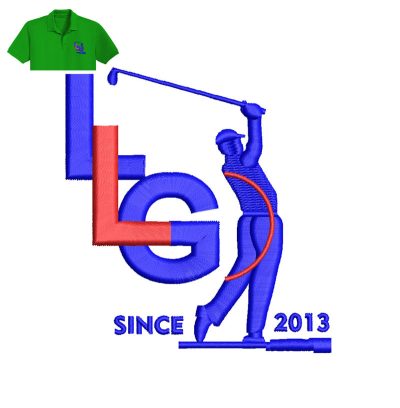 Golf Player Embroidery logo for Polo Shirt.