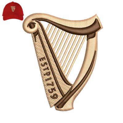 Guinness Harp Embroidery logo for Cap.