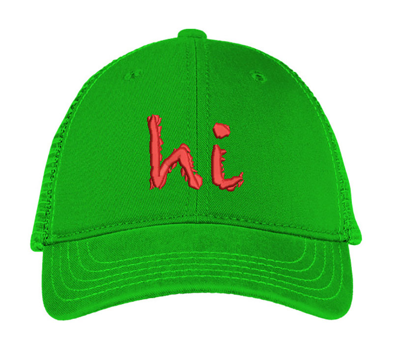 HI Letter 3d Puff Embroidery logo for Cap.