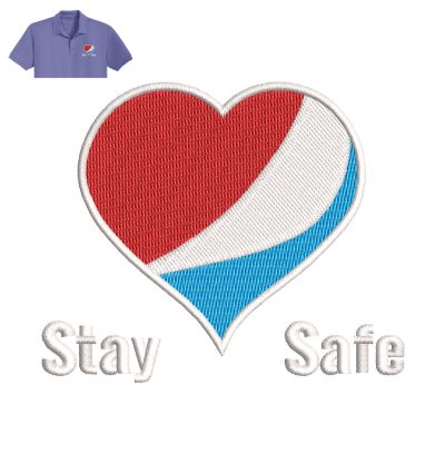 Heart Shaped Pepsi Embroidery logo for Polo Shirt.