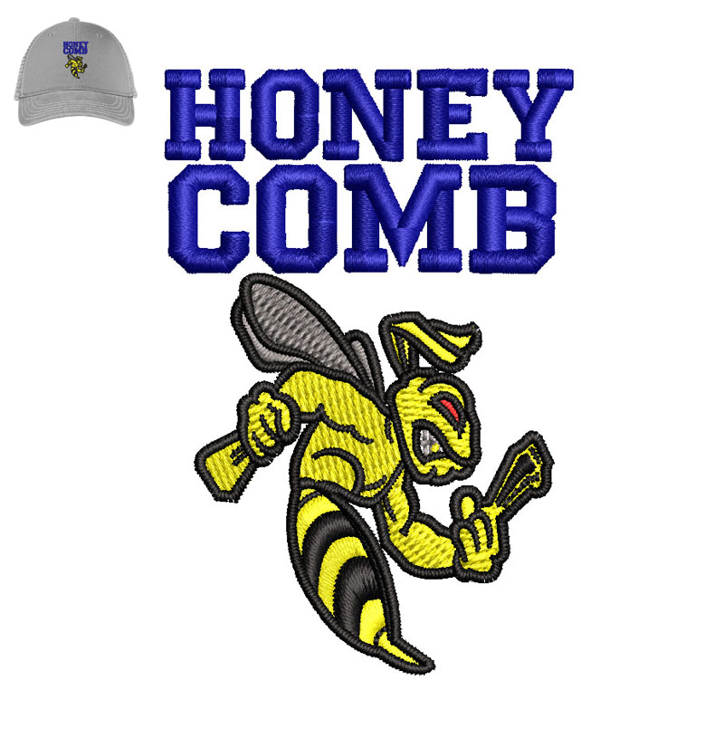 Honey Comb 3d Puff Embroidery logo for Cap.