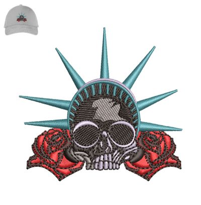 Liberty Skull Embroidery logo for Cap.