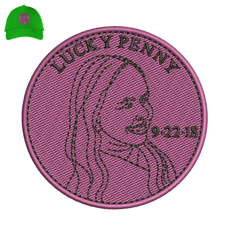 Lucky Penny Embroidery logo for Cap.