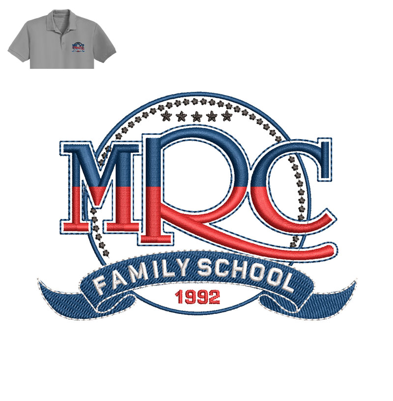 MRC Family School Embroidery logo for Polo Shirt.