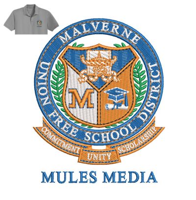 Malverne High School Embroidery logo for Polo Shirt.