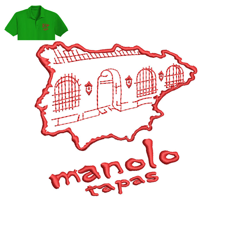 Manolo Tapas Embroidery logo for Polo Shirt.