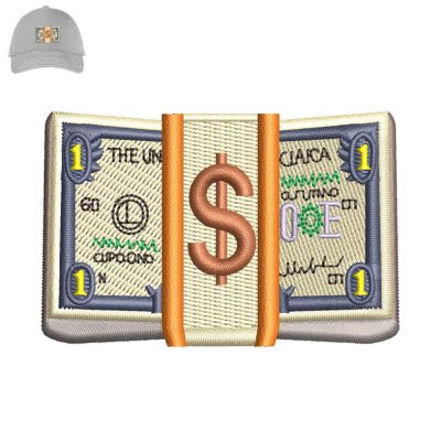 Money Cash Embroidery logo for Cap.