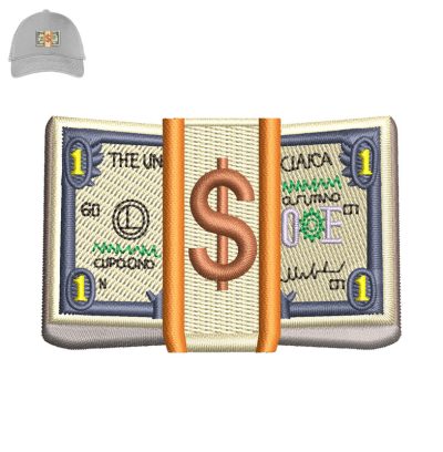 Money Cash Embroidery logo for Cap.