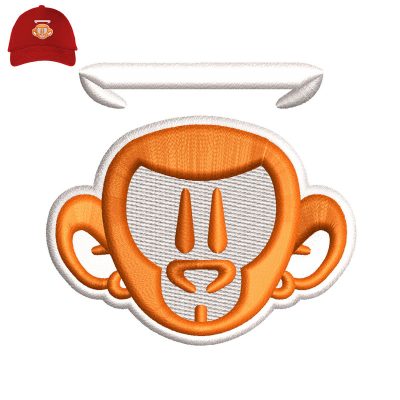 Monkey Face 3d Puff Embroidery logo for Cap.