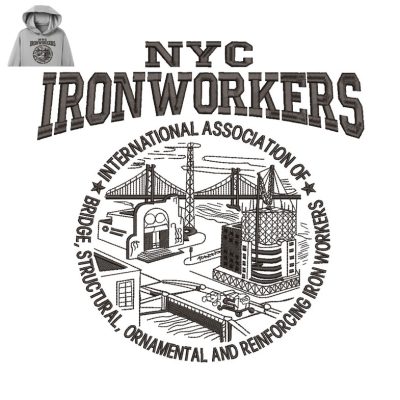 NYC Iron Workers Embroidery logo for Hoodie.