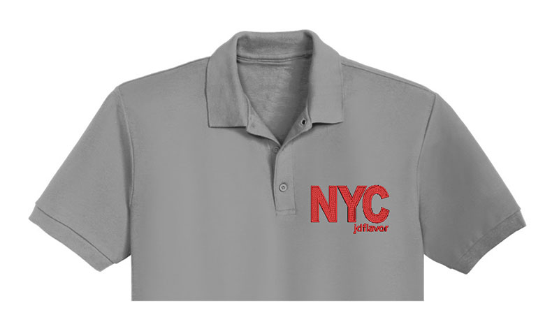 NYC Jdflavor Embroidery logo for Polo Shirt.