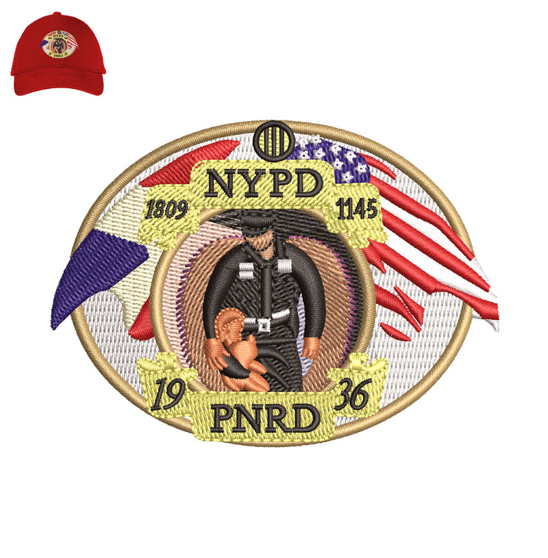 Nypd Pnrd Flag Embroidery logo for Cap.