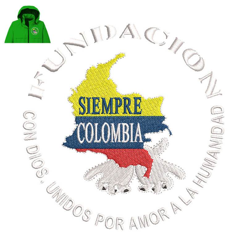 Siempre Colombia Embroidery logo for Jacket.