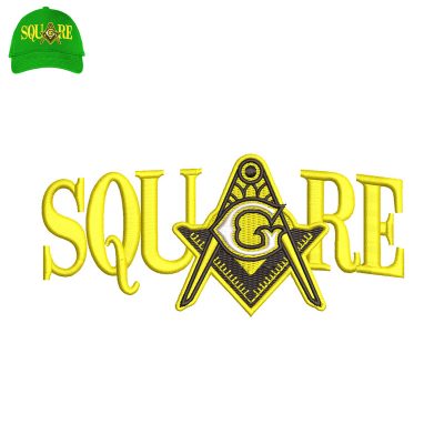 Squre Masonic Embroidery logo for Cap.