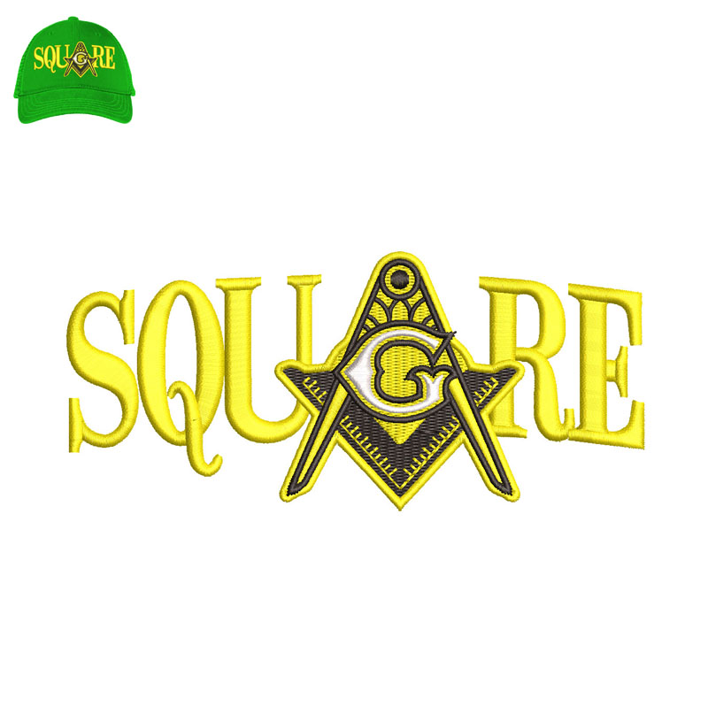 Squre Masonic Embroidery logo for Cap.