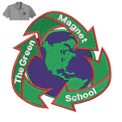 The Green Magnet School Embroidery logo for Polo Shirt.