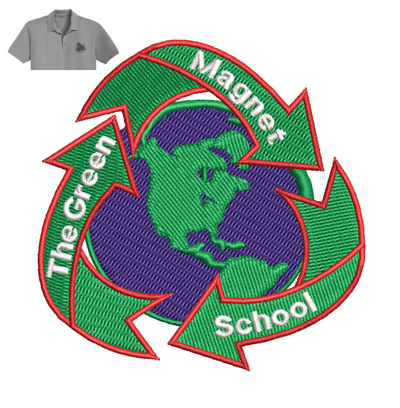 The Green Magnet School Embroidery logo for Polo Shirt.
