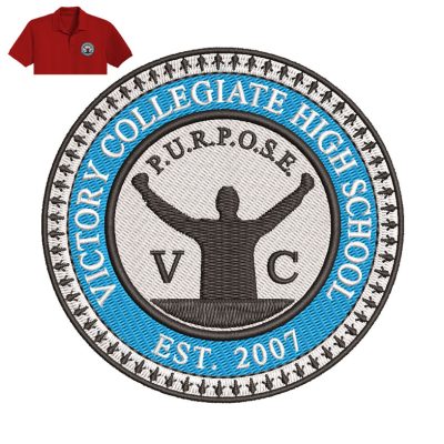 Victory Cpllegiate High School Embroidery logo for Polo Shirt.