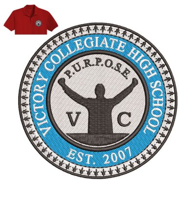 Victory Cpllegiate High School Embroidery logo for Polo Shirt.