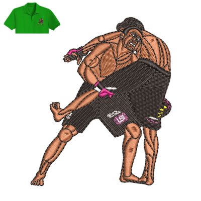 Wrestling Embroidery logo for Polo Shirt.