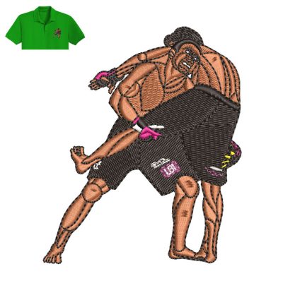Wrestling Embroidery logo for Polo Shirt.