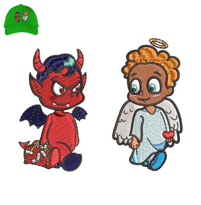 Angel And Demon Embroidery logo for Cap.