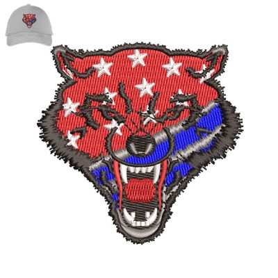 Angry Wolf Embroidery logo for Cap.