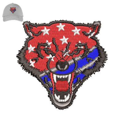 Angry Wolf Embroidery logo for Cap.