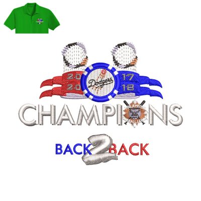 Champions Back 2 Back Embroidery logo for Polo Shirt.