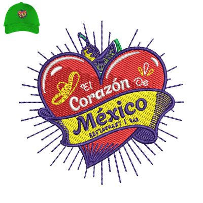 Corazon Mexico Embroidery logo for Cap.