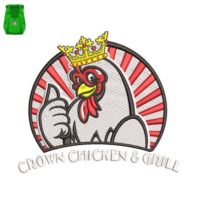 Crown Chicken Embroidery logo for Bag.