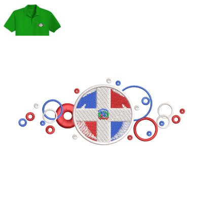 Dominican Republic Flag Embroidery logo for Polo Shirt.