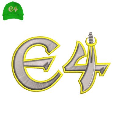 E4 Sword 3d Puff Embroidery logo for Cap.