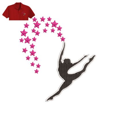 Gymnastic Dance Embroidery logo for Polo Shirt.