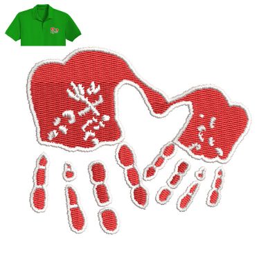 Hand Red Embroidery logo for Polo Shirt.