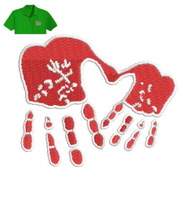 Hand Red Embroidery logo for Polo Shirt.