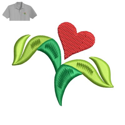 Heart And Leaf Embroidery logo for Polo Shirt.