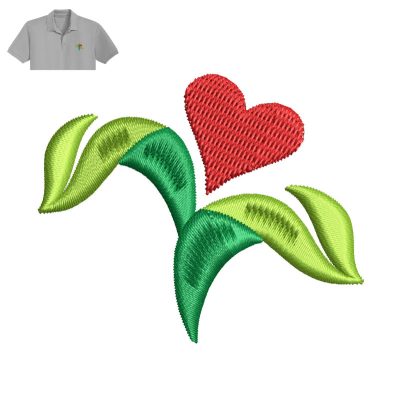 Heart And Leaf Embroidery logo for Polo Shirt.