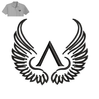 Letter A Wing Embroidery logo for Polo Shirt.