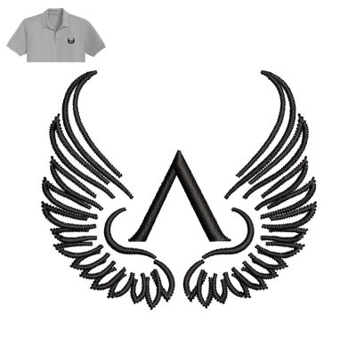Letter A Wing Embroidery logo for Polo Shirt.